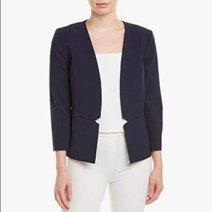 Tahari ASL Women's Collarless Waist Seam Jacket Navy Size 8 NWOT
